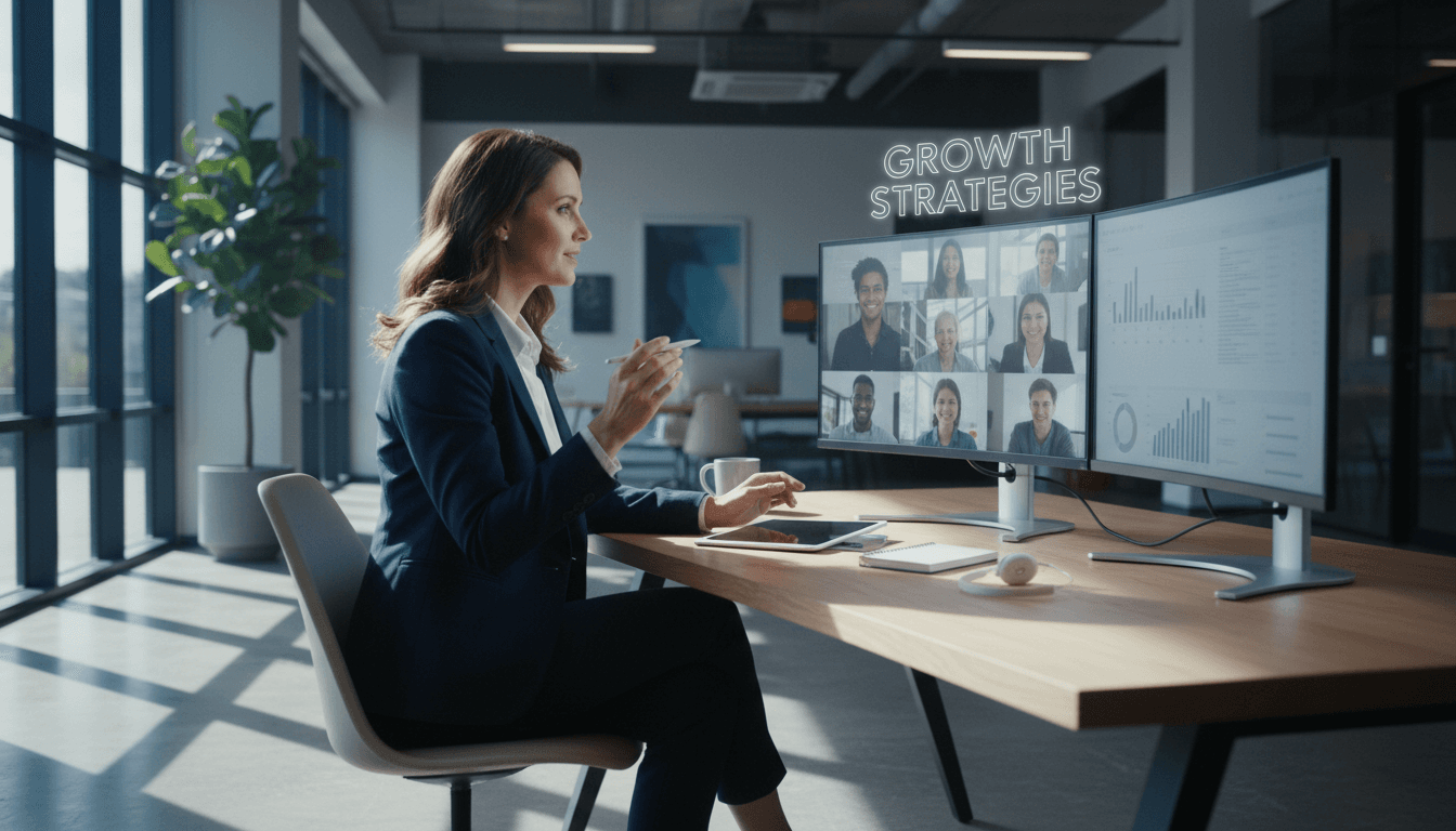 Confident sales professional conducting high-ticket client consultation