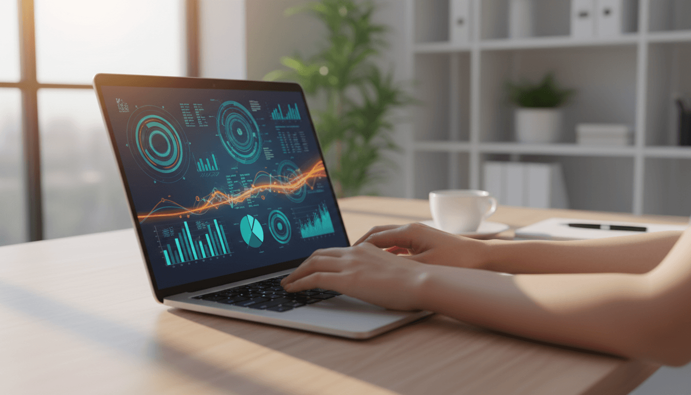 Professional reviewing high-ticket sales conversion dashboard